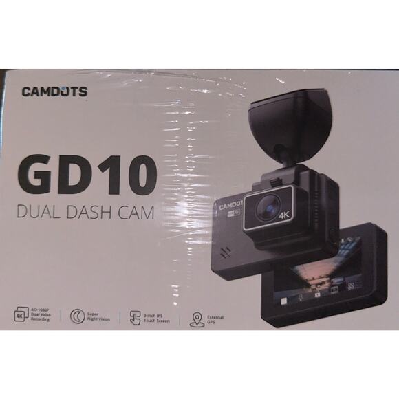 4K Dash Cam Front and Rear, GD10 Upgraded Version 3" IPS Camdots - Picture 1 of 2